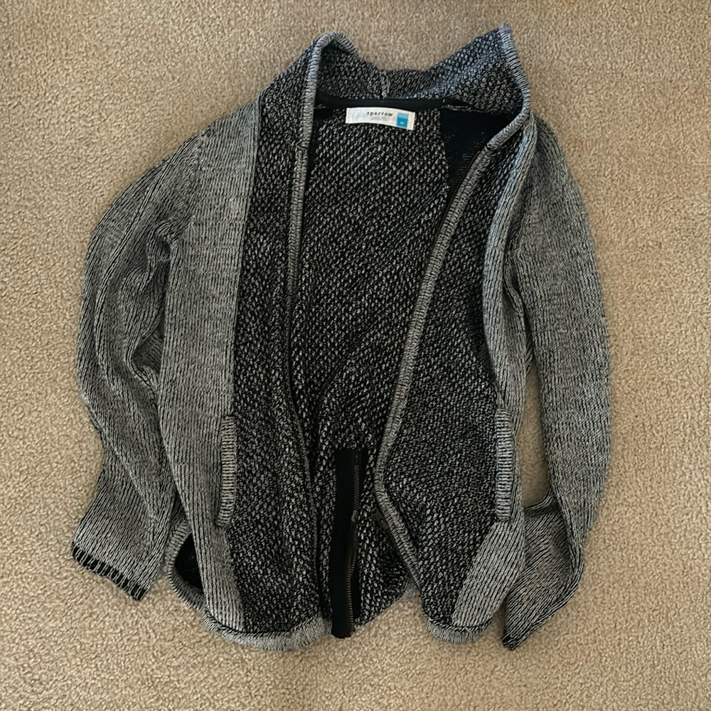 Zip up knit hoodie. Brand sparrow, size medium. Used but very good condition
